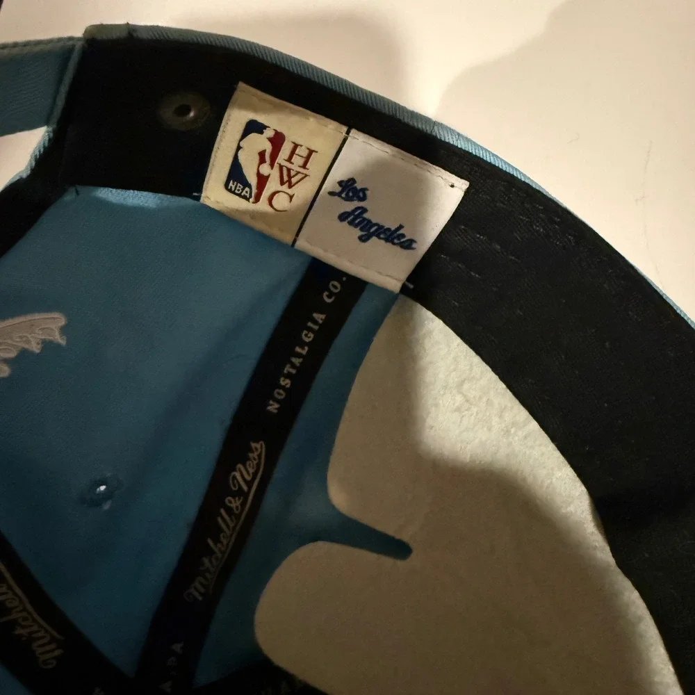 Mitchell Ness Los Angeles Script‎ Baseball Cap Light Blue Snapback NBA